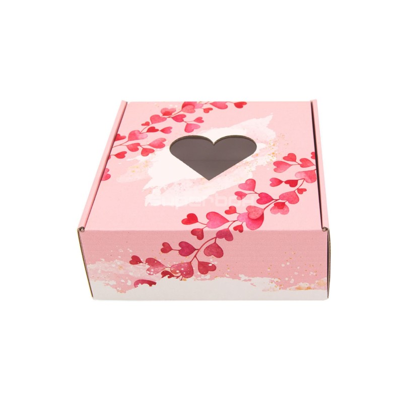 Pink St. Valentine's Day Box with Clear Heart Window