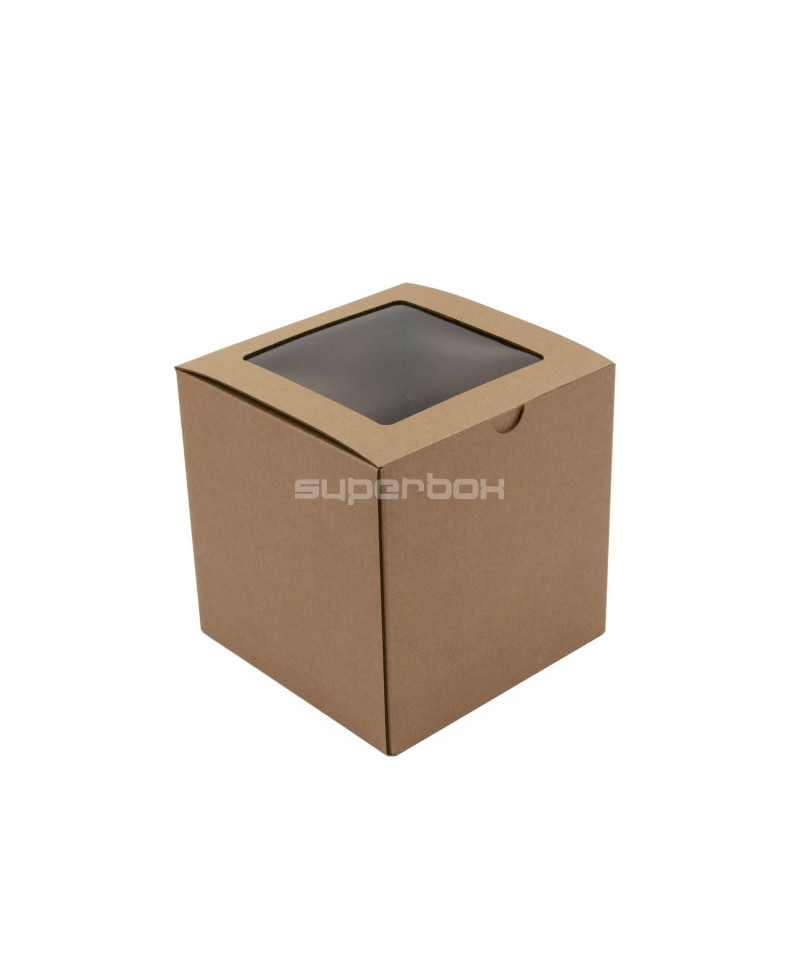 Коричневая подарочная коробка-куб