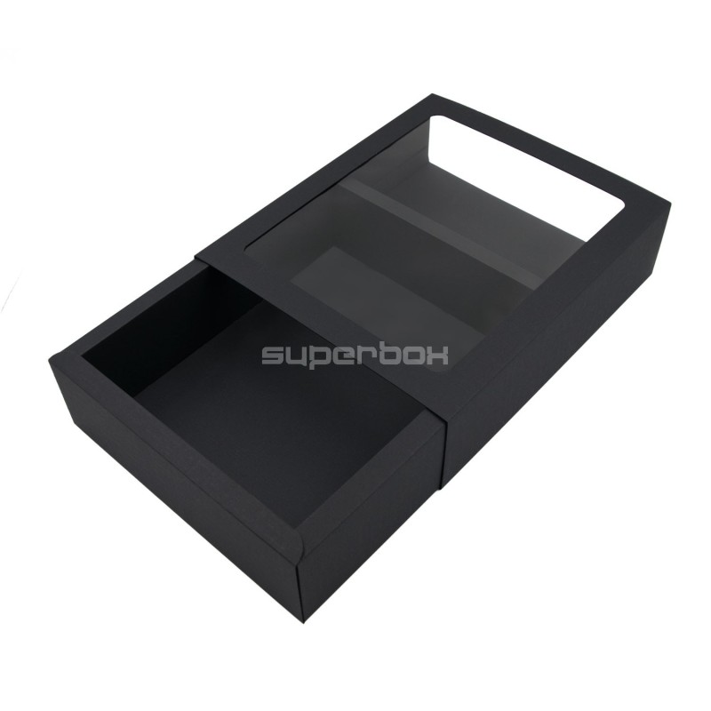 Black Luxury Matchbox Style Gift Box with Window