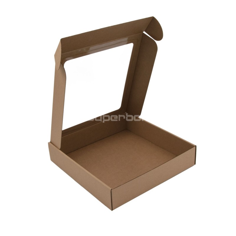 Brown Square Box Depth of 5.5 cm with PVC Window