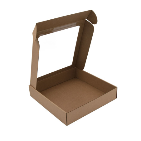 Brown Square Box Depth of 5.5 cm with PVC Window