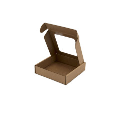 Brown Low Height Square Box Depth of 3 cm with Clear Window for Small Items