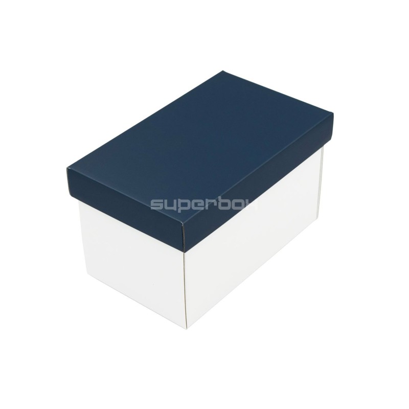 White Very Deep Cardboard Box with Blue Lid