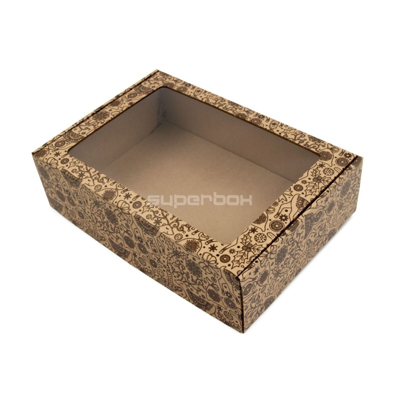 Brown Christmas Box with Glossy Brown Deer Design