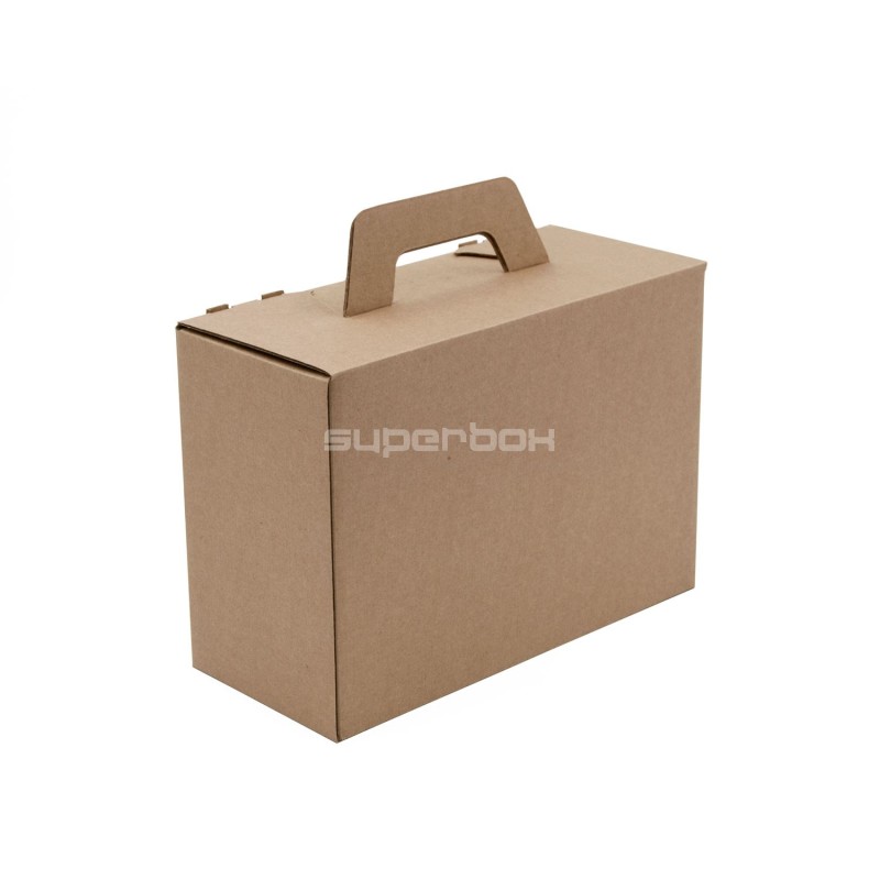 Brown Small Suitcase Type Gift Box with Handle