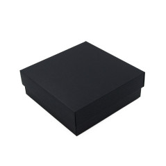 Black Square Gift Box of Height 8 cm with a Lid and Lines