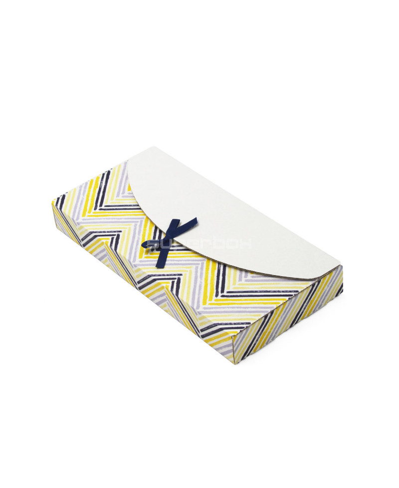 Коробка с цветной лентой - конверт для упаковки поздравительных открыток и денег