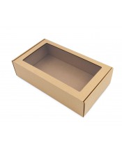 Extended Brown Gift Box with Clear Window for Taller Beverages Boxes Packaging