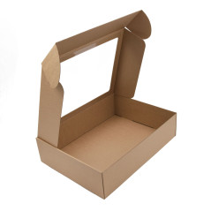 Brown Quick Closing Very Large Gift Box with Window for Bedding Packaging