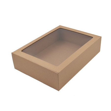 Brown Quick Closing Very Large Gift Box with Window for Bedding Packaging