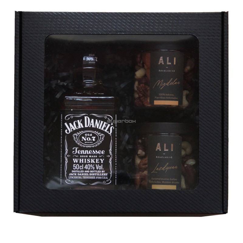 Black Large Square PREMIUM Gift Box with Stripes