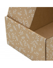 Коричневая подарочная коробка размера A5 с прозрачным окошком и БЕЛЫМИ ЯГОДАМИ