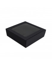 Черная квадратная коробка с окном из ПВХ, высотой 9 см