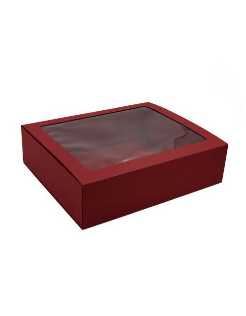 Роскошная подарочная красная коробка в стиле спичечного коробка с окошком