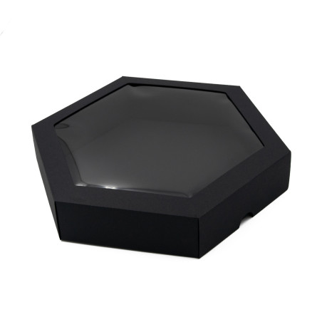 Black Luxury Hexagon Shape Gift Box with Insert and Window