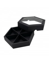 Черная роскошная шестигранная подарочная коробка со вставкой и окном