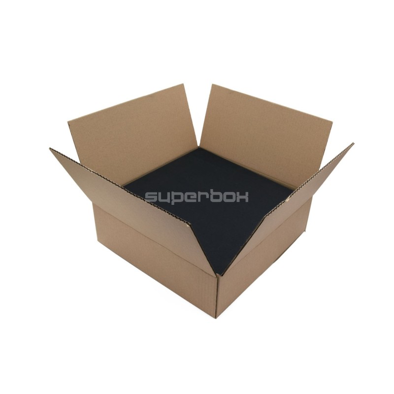 Black Square Gift Box of Height 8 cm with a Lid and Lines