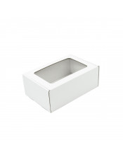 Белая подарочная коробка размера A5 высотой 85 мм с прозрачным окошком