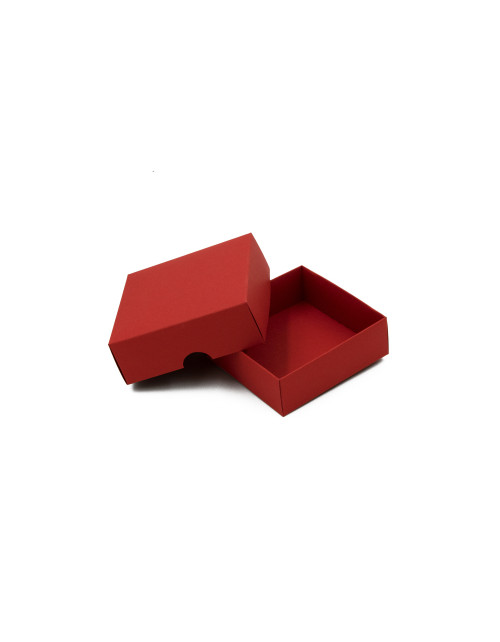 Punane kaheosaline väike ruudukujuline papist kinkekarp