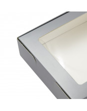 Серебряная коробка для печенья с прозрачным окошком