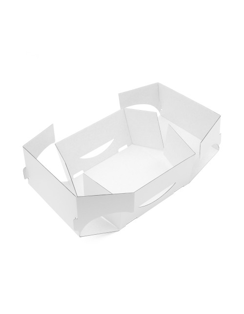 Valge kokkupandav papist koogikarp