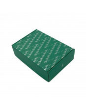 Зеленая коробка формата А4 с принтом из серебряной фольги