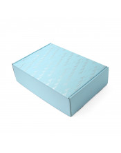 Синяя коробка формата А4 с принтом из серебряной фольги