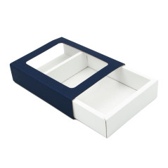 Pull-out Gift Box with Blue Sleeve, White Bottom and Window