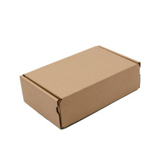 Brown box with tear-off adhesive tape made of corrugated cardboard