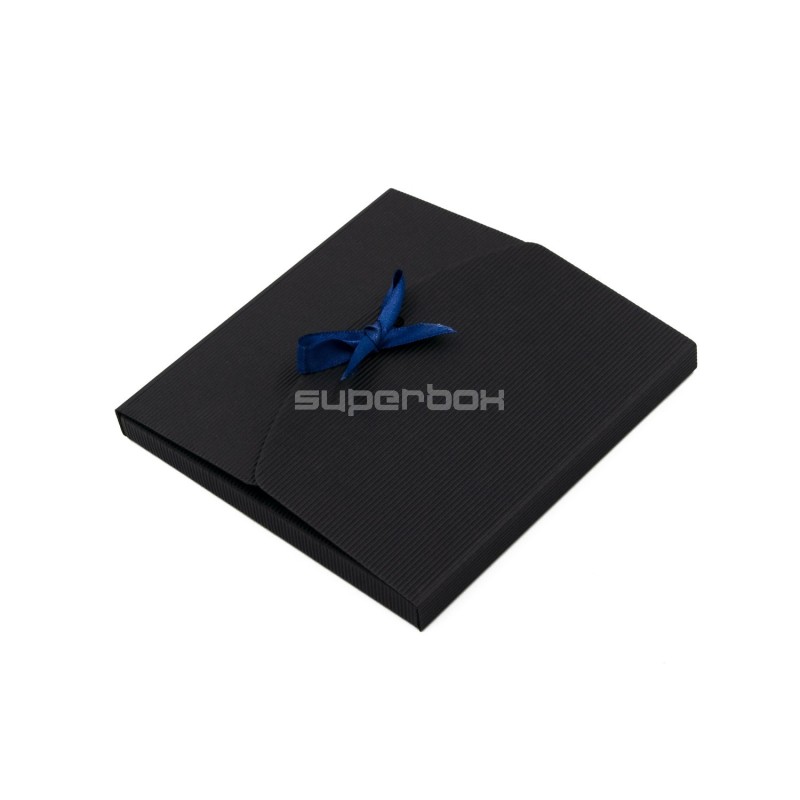 Чёрный конверт из декоративного гофрокартона, 155x155x10 мм