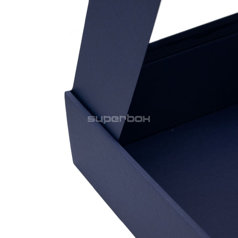 Navy Blue Gift Box with Clear Window for 3 Bottles