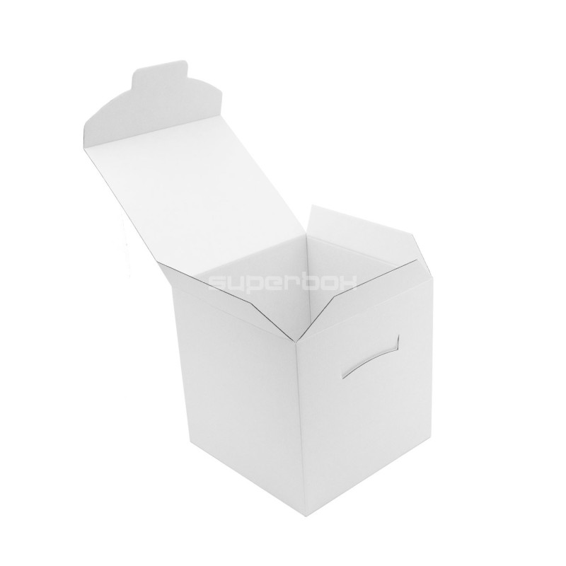 White Large Cube-shaped Box Made of Corrugated Cardboard