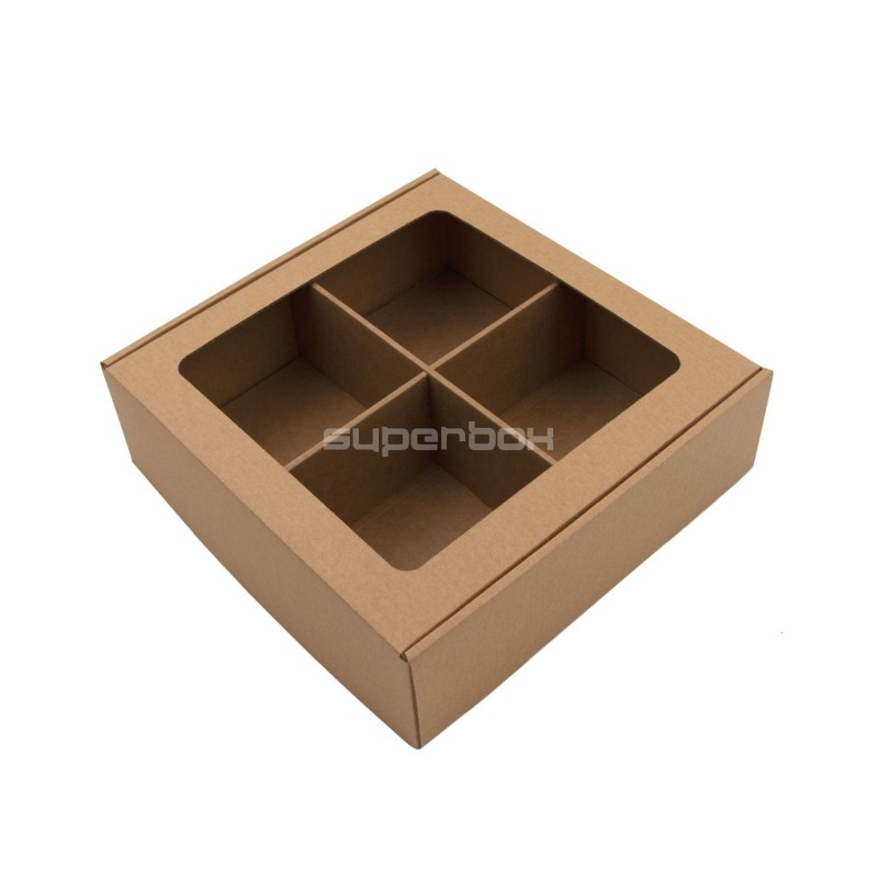 Natural Brown Cardboard Grid - 4 Sections