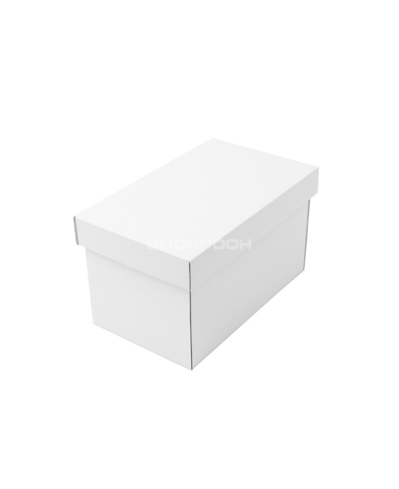 Белая глубокая картонная коробка с крышкой для упаковки орехов