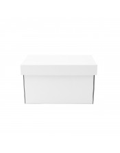 Белая глубокая картонная коробка с крышкой для упаковки орехов