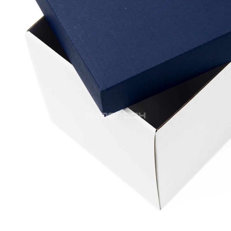 Navy Blue Very Deep Cardboard Box with Blue Lid