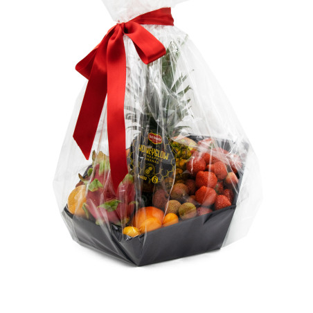 Большой черный лоток с открытой волной для фруктов