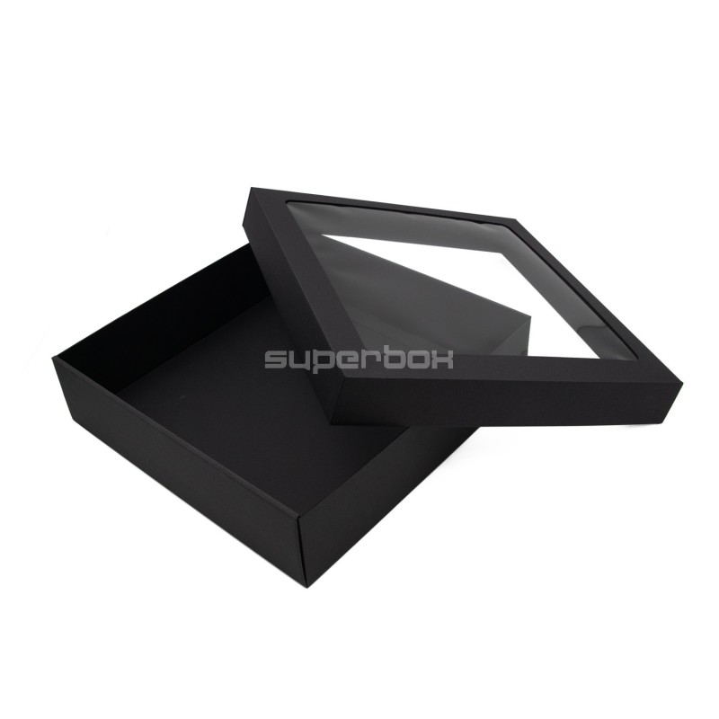Black Square Gift Box with Window, Height 10 cm Black Square Gift Box with Window, Height 10 cm