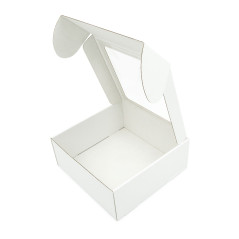 White Large Square Gift Box with Clear Window