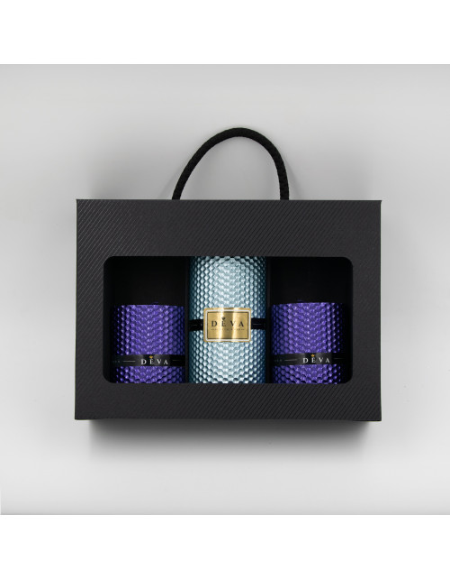Black Box with Shiny Lines for Three Decorative Candles
