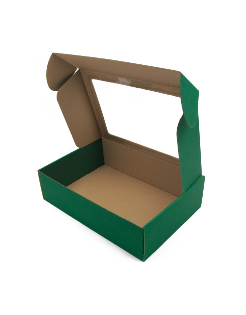 Зеленая подарочная короТранспортная упаковка индивидуально адаптирована для подарочной коробкибка формата A4 Premium с окошком