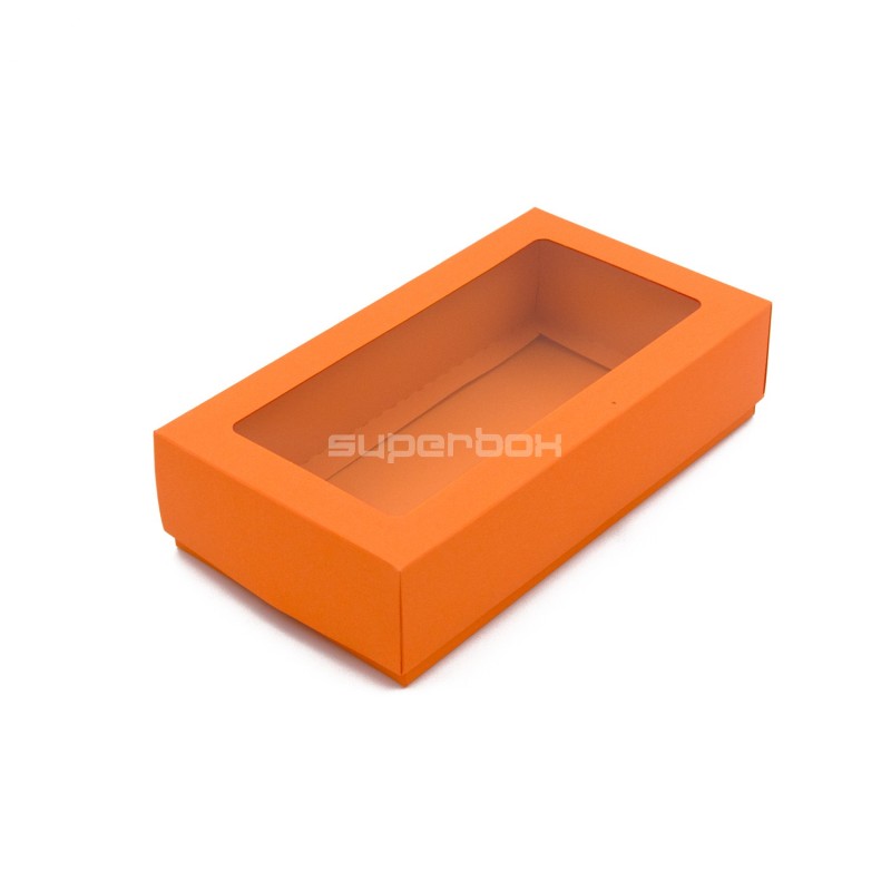 Orange Two Piece Cardboard Gift Box with Window