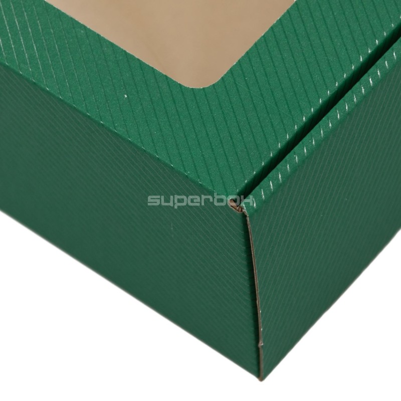 Extended Green PREMIUM Gift Box with Clear Window and Lines