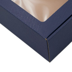 Dark Blue Extended Gift Box with Window and LINES