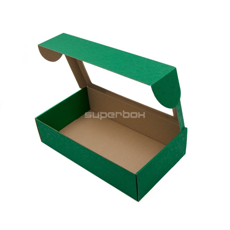 Extended Green PREMIUM Gift Box with Clear Window and Berries