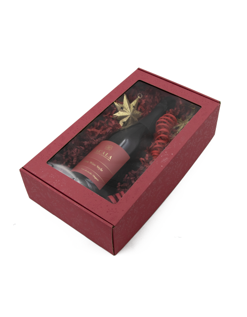 Extended Raspberry PREMIUM Gift Box with Clear Window and Lines