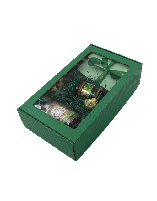 Удлиненная Черная Подарочная Коробка PREMIUM с прозрачным окошком и полосками