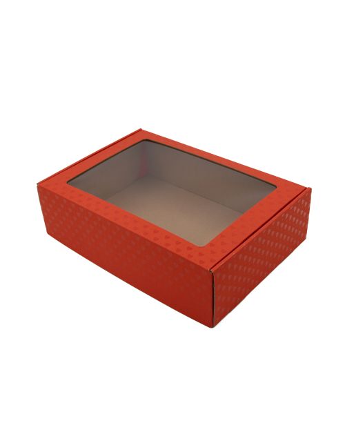 Red Box with Clear Window and Heart Design