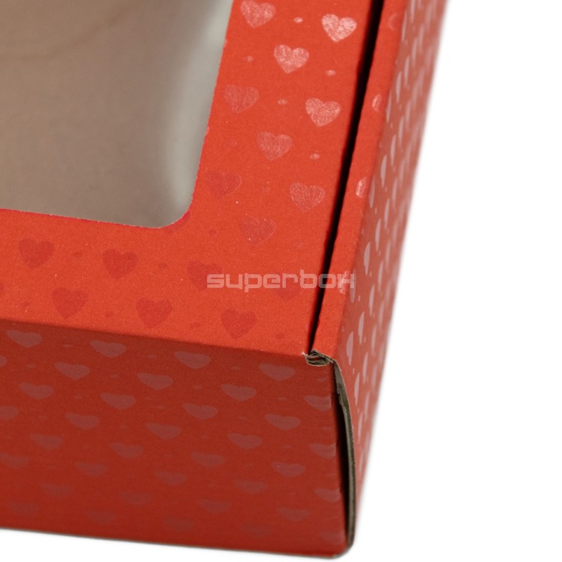 Red Box with Clear Window and Heart Design