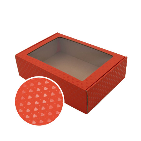 Red Box with Clear Window and Heart Design